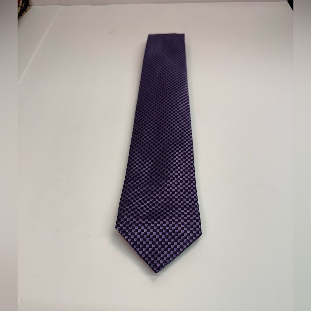 Jos. A. Bank Purple and Black Checkered Tie 100% silk‎ hand made